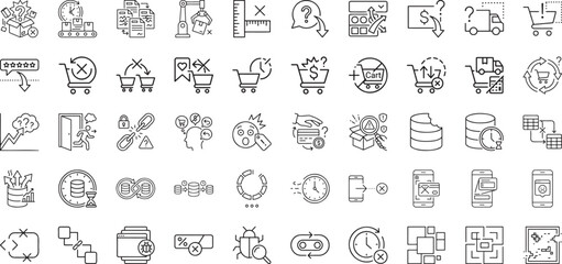 E-commerce database error and shopping cart abandonment icon set © HM