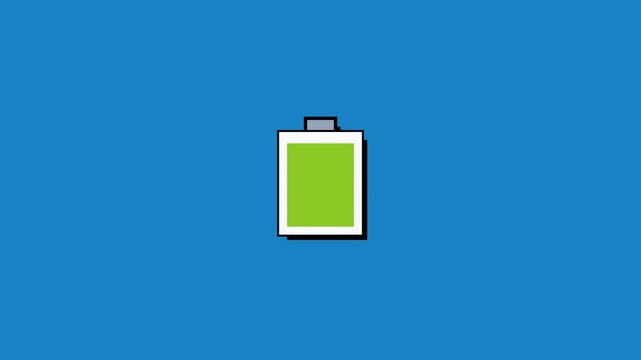 Battery icon with green charge level.