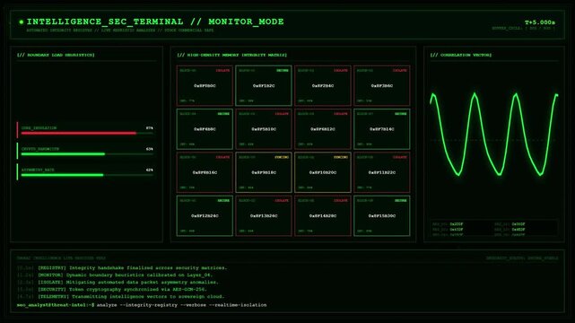 Green Sci Fi Intelligence Security Terminal HUD Interface.