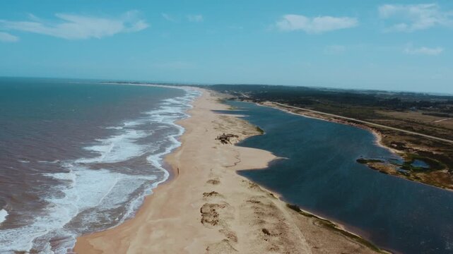 Aerial Landscape if Playa Garzon Beach with Atlantic Ocean Seascape