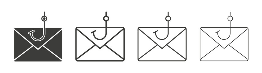 Email phishing icon design vectors in black. Suitable for web design © shamim