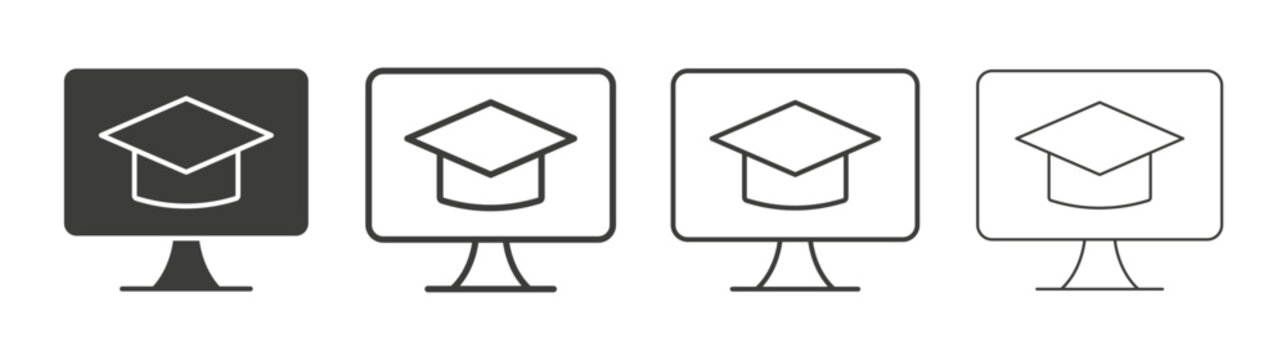 E learning icon design vectors in black. Suitable for web design