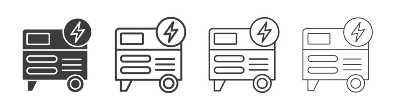 Electric generator icon design vectors in black. Suitable for web design