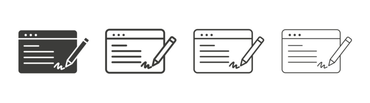 Electronic signature icon design vectors in black. Suitable for web design