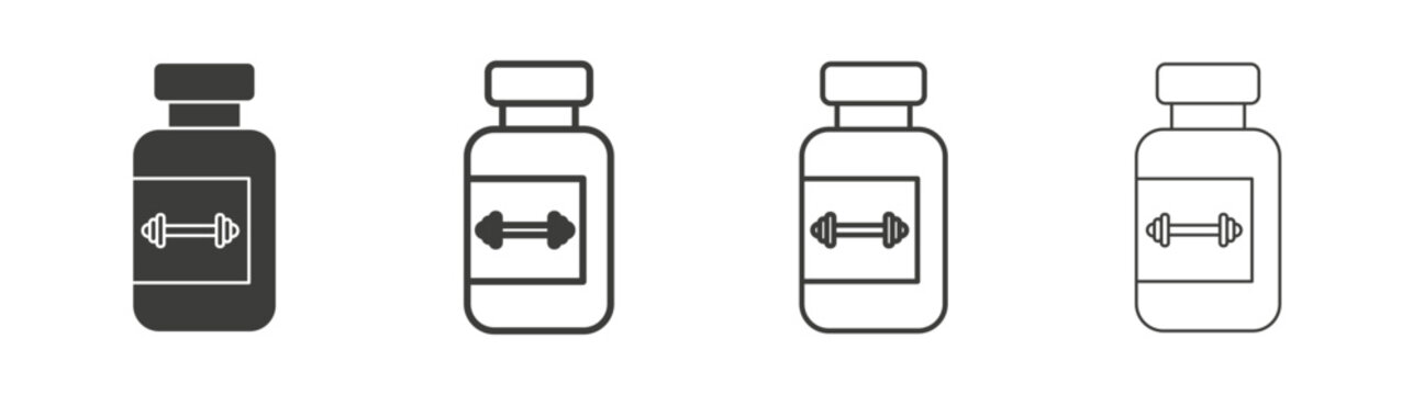 Fitness supplement icon design vectors in black. Suitable for web design
