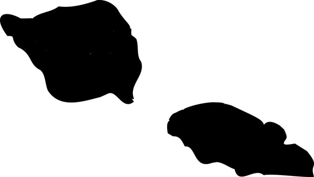 Samoa Country Silhouette Map with Two Islands on White Background