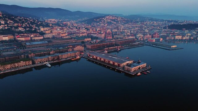 Historic Old Port of Trieste &ndash; Static Drone Aerial View 4K
