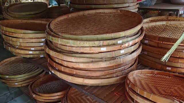 Thai traditional handicrafts made from bamboo , Thai folk handicrafts , hand made.