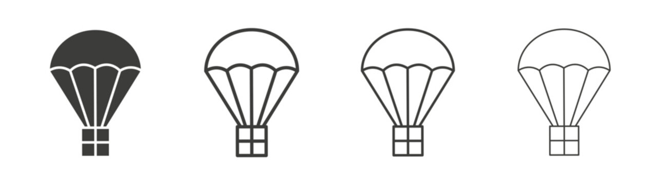 Parachute icon design vectors in black. Suitable for web design