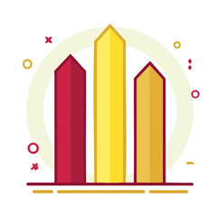 Fototapeta premium Flat design bar chart icon with yellow and red bars