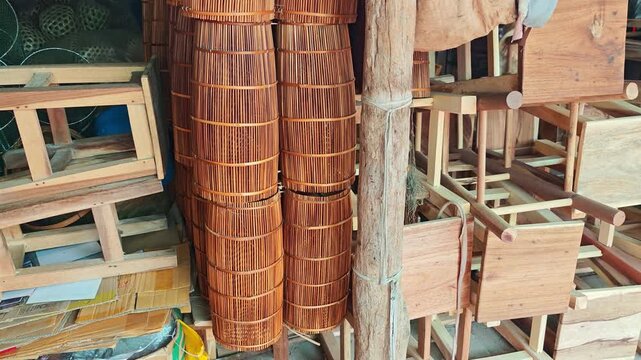 Fishing devices, fish traps  , a traditional Thai handicraft , hand made.