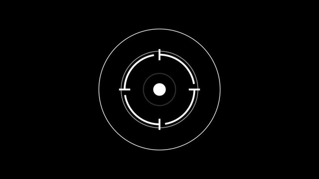 Digital hud target reticle overlay, futuristic aiming scope animation