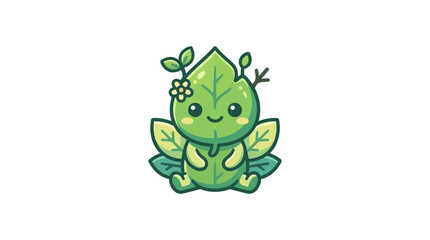 Fototapeta premium Cute Green Nature Leaf Spirit Character Vector Illustration for Eco Friendly Design