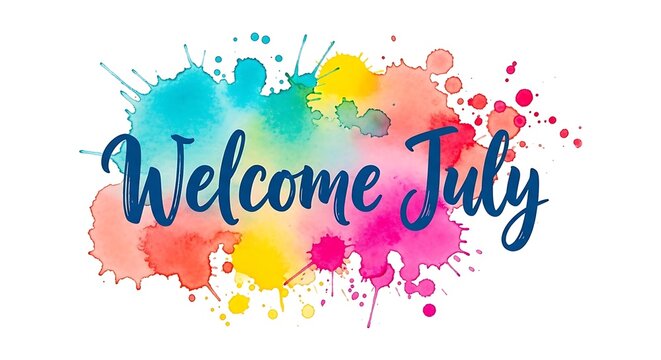 Colorful July celebration greeting card design with fireworks.