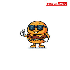 Fototapeta premium Cool Burger Cartoon Character Giving Thumbs Up.