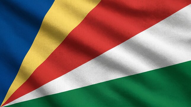 Waving flag of seychelles, national symbol of the island country