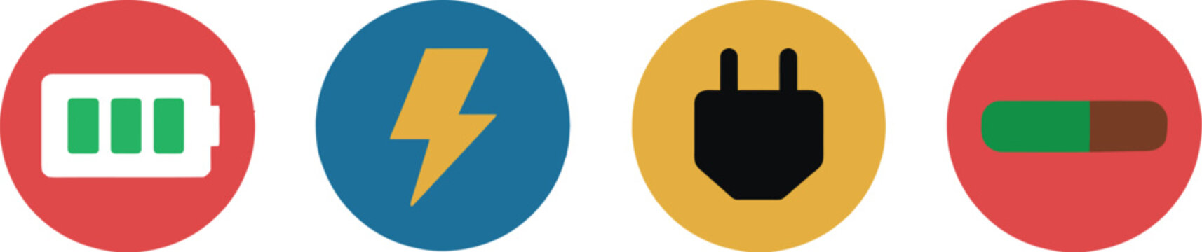 Battery icon set electricity power energy colorful symbols