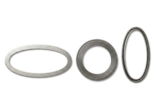 Three metal ring designs with braided texture