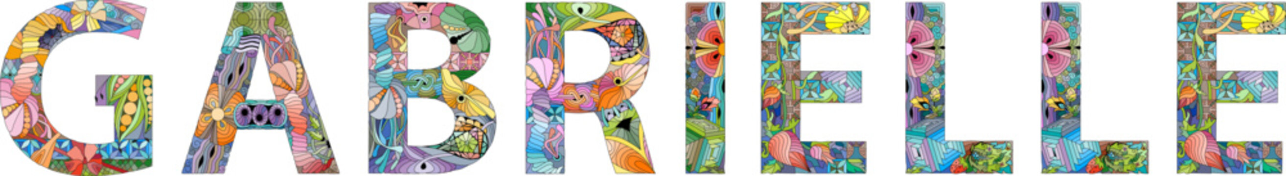Female name Gabrielle. Vector decorative object