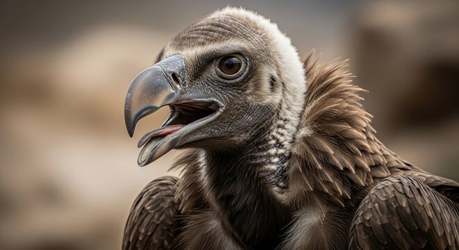 Grit and Gaze: A Vulture's Primeval Portrait