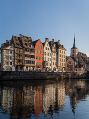 Fototapeta premium Historic Riverside Houses in Petite France Strasbourg at Sunset