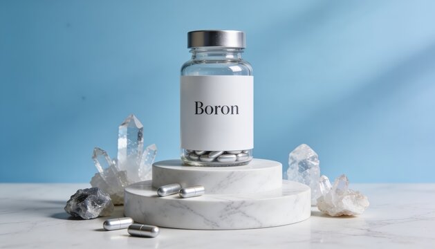 Boron Supplement Bottle with Natural Mineral Crystals