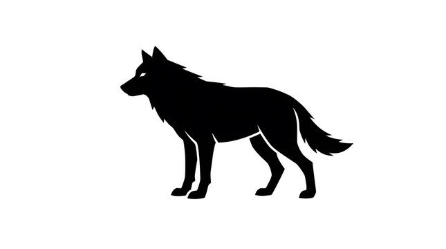 Minimalist Black Wolf Silhouette Graphic Design for Nature Inspired Logos and Wildlife Art