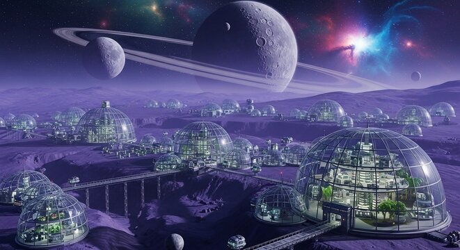 Futuristic colony planet surface