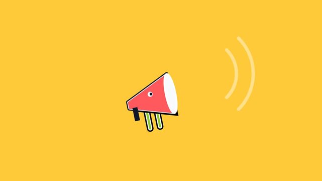 Cartoon megaphone on yellow background.