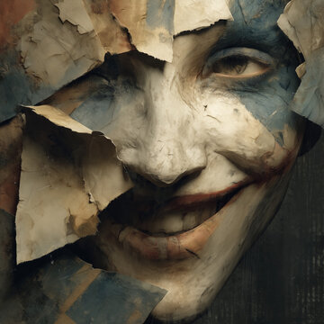 Betrayal and deception concept with distorted portrait