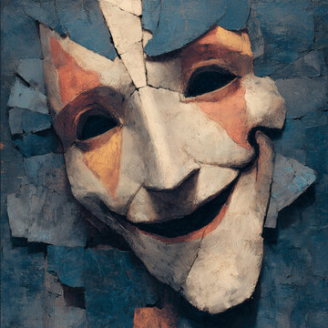 Distorted portrait symbolic scene