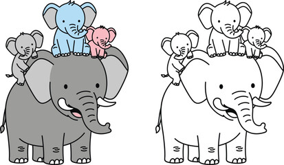 Adorable Elephant Family Pyramid with Cute Baby Elephants on Top © Mehrab