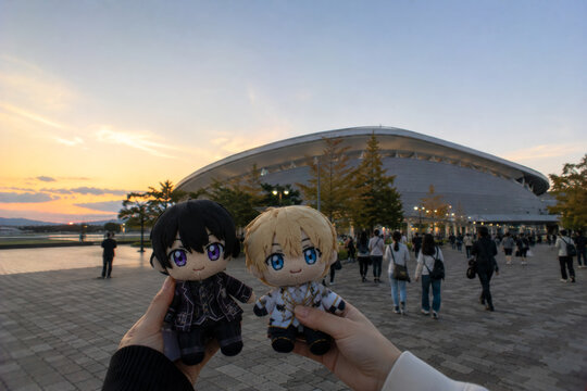 友達とぬいとライブ参戦 / AIで生成