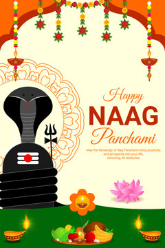 Vector illustration of Happy Nag Panchami social media template