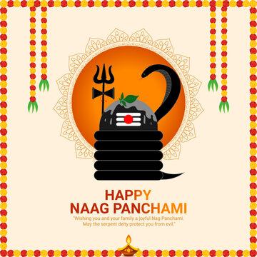Vector illustration of Happy Nag Panchami social media template