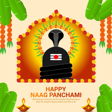 Vector illustration of Happy Nag Panchami social media template