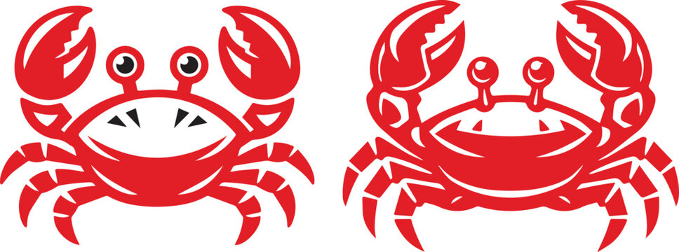 Two friendly red cartoon crabs facing opposite directions Vector