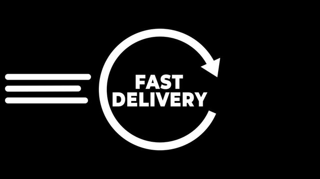 FAST DELIVERY text animation with illustrations of wind and fast time loops. suitable for business promotion
