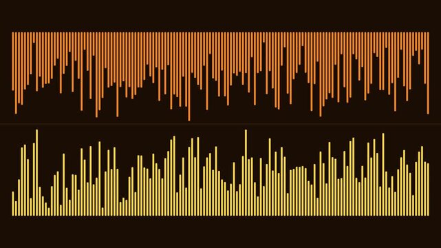 Dynamic audio waveform visualization in warm gradient tones for music and data concepts animation