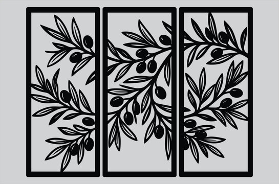 Olive Tree branch wall line art