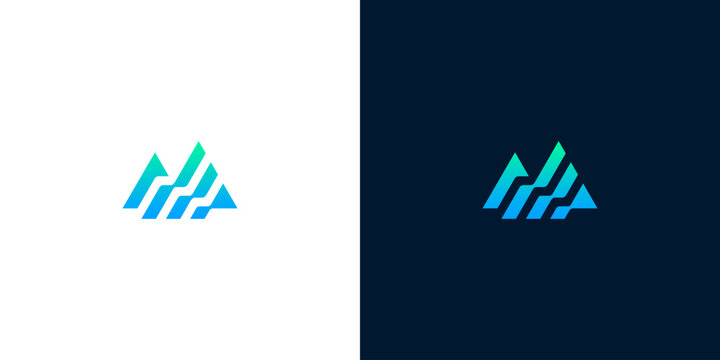 Modern geometric mountain logo icon representing peak growth and technology for business brand identity