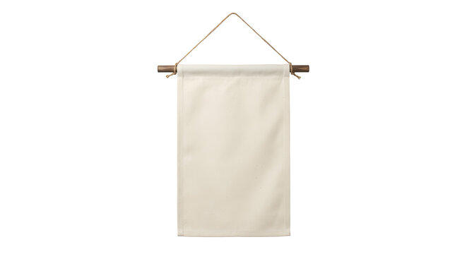 Blank canvas wall hanging banner with wooden dowel