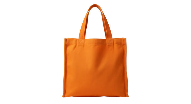 Plain orange canvas tote bag with shoulder straps