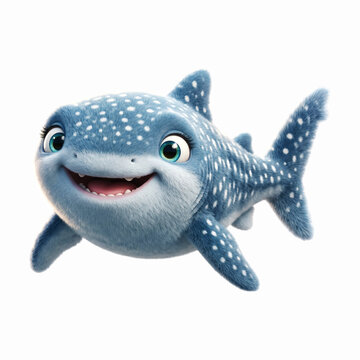 Large blue whale shark swimming happily around in clear tropical ocean water ecosystem