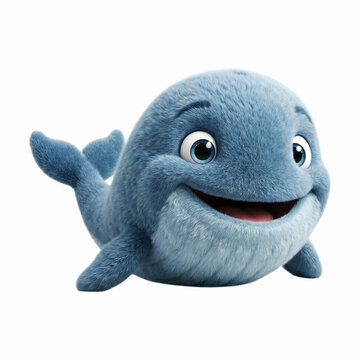 Large majestic blue whale smiling happily while swimming gracefully in deep sea waters