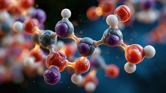 3D molecular render of T3 triiodothyronine and T4 thyroxine hormone structures, atom spheres in precise chemical colors iodine purple carbon grey oxygen red hydrogen white