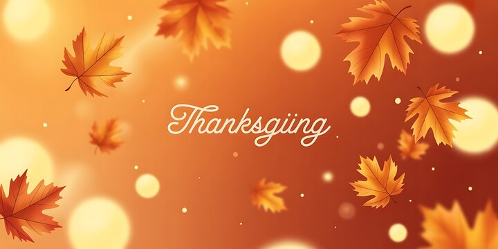 orange background with autumn leaves and bokeh lights for thanksgiving