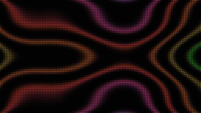 Bright dots create waves on a dark background in digital art