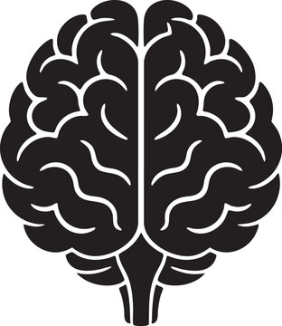 Human Brain Front View Anatomy Silhouette Icon for Neuroscience