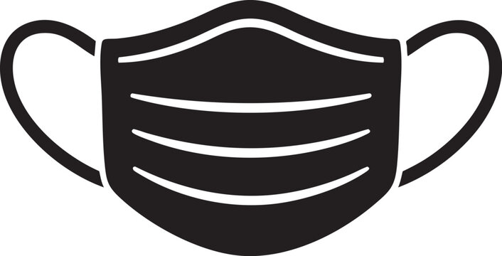 Protective Face Mask Silhouette Icon for Healthcare and Safety